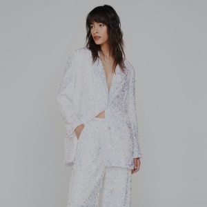 Nasty gal iridescent white blazer, NWT bridal